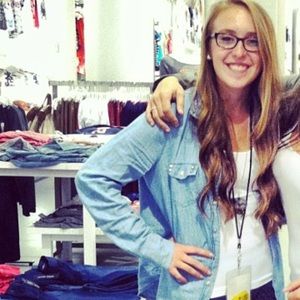 Spiked collar denim button up